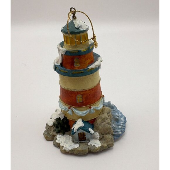 Vintage Lighthouse Christmas Tree Ornament Snowy Beach Light Up Feature - Picture 2 of 8